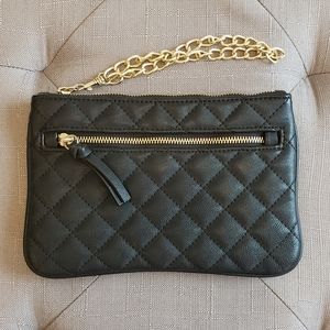NWOT Express Waffle Clutch, Black with Gold Zipper